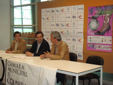 Press conference, introducing the event. From the left: Ricardo Santos, Lus Providncia and Augusto Nogueira (Photo courtesy: Acreditar No Futsal 5)