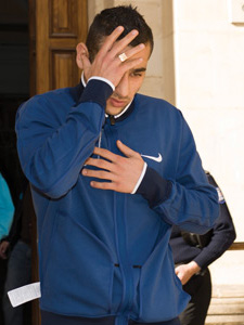 Aladdin Aouni emerging from court, yesterday (Photo Courtesy: Alan Carville - Times of Malta)