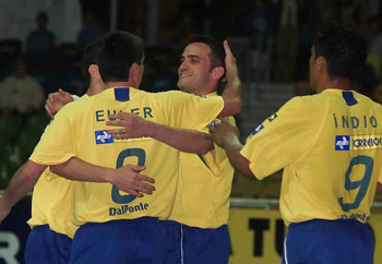 Euler, Falcao and Indio celebrating a Brazilian goal (Photo courtesy: Joo Pires)