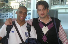Dejan Djedovic (right) with Dinamo Yamal striker Cirilo