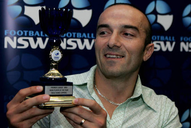 The prestigious Men*s Player of the Year Award for the Premier League went to Yavuz Ekinci of the Mascot Vipers (Photo courtesy: NSW Football Web Site)