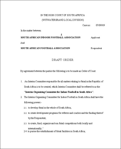 South African High Court statement in favour of SAIFA