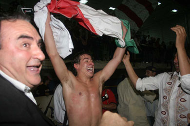 Perugia's president Palmiero Ciabatta and Gaucci celebrating the victory (Photo courtesy: Carlo Giuliani)