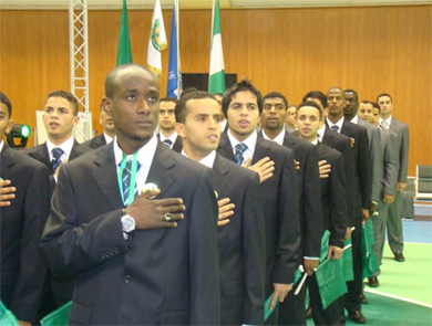 Libyan players during the opening ceremony... (Photo courtesy: Kooora Forum)