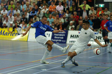 Shot on goal by Sander de Zwart while Najib El Allouchi tries to stop him (Photo courtesy: Leo Giovannangelo)