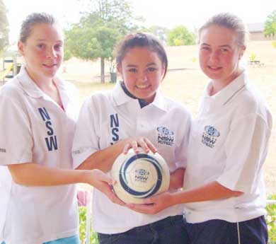 Sarah Hill, Renay Stanford and Peta Glasheen will represent Soccer NSW Futsal at the upcoming 2007 National Championships next week in Canberra (Photo courtesy: The Young Witness)