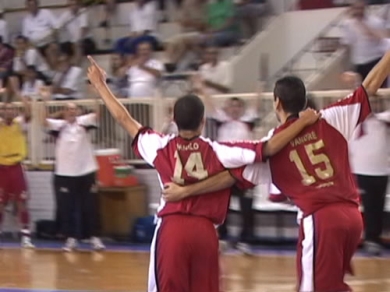 Danilo and Vandr celebrating for ECB (Photo courtesy: www.futsal.com.br)