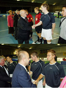 Greetings before the match with the local authorities and Petr Fousek (Photo courtesy: Hayley Roach - Sheffield FA)