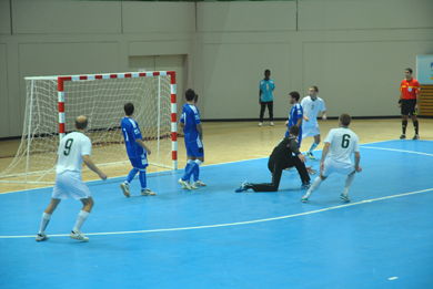 Mordej is at the far post as Cujec fires in the opening goal from a free kick