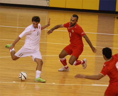 Khaled Takaji in action vs Bahrain (Photo courtesy: Lebanese FA)